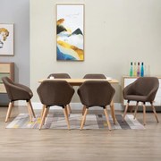 vidaXL Eetkamerstoelen 6 st stof bruin