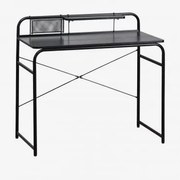 Sibila Bureau 100x45 Cm In Staal En Hout Zwart - Sklum