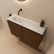 Mondiaz Ture DLux toiletmeubel 80cm rust met wastafel opalo links zonder kraangat