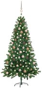 vidaXL Kunstkerstboom met LED's en kerstballen 150 cm groen