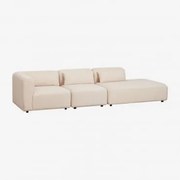 Fogler 3-delige Modulaire Hoekbank Met Chaise Longue Rechts Chenille Crème Beige - Sklum