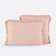 Effen kussensloop in tetra, met volant, Kumla