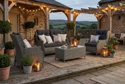 Stoel en Bank Loungeset 4 personen Wicker Grijs Garden Collections New Castle