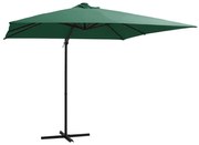 vidaXL Zweefparasol met LED-verlichting stalen paal 250x250 cm groen