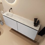 Mondiaz Ture DLux toiletmeubel 120cm plata met wastafel opalo links zonder kraangat