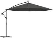 vidaXL Zweefparasol met LED-verlichting metalen paal 350 cm antraciet