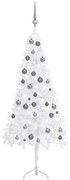 vidaXL Kunstkerstboom met LED's en kerstballen hoek 150 cm PVC wit