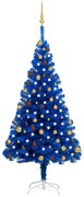 vidaXL Kunstkerstboom met LED's en kerstballen 180 cm PVC blauw