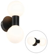 Badkamer Moderne wandlamp zwart IP44 2-lichts - Cederic Modern G9 IP44 Lamp