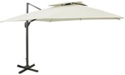 vidaXL Zweefparasol met dubbel dak 300x300 cm zandkleurig