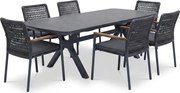 Vespera Salta dining tuinset 220x100xH74 cm 7 delig antraciet keramiek