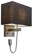 Wandlamp staal met zwarte kap en leesarm incl. LED - Bergamo