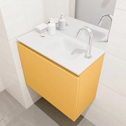 Mondiaz Olan 60cm toiletmeubel ocher met wastafel talc rechts 1 kraangat