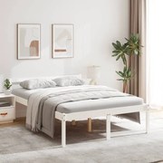 vidaXL Bedframe massief hout wit 120x190 cm 4FT small double