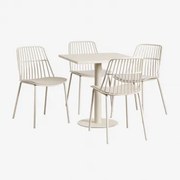 Mizzi 70x70 Cm Vierkante Tafelset En 4 Maeba Tuinstoelen Tapioca Beige - Sklum