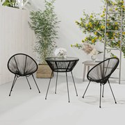 vidaXL 3-delige Tuinset PVC-rattan zwart