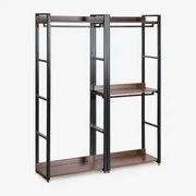 Open Modulaire Kast Van 2 Delen Met Stalen Kledingroede En Mdf Ariaster Zwart - Sklum