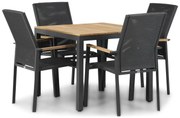 Tuinset 4 personen 90 cm Aluminium/Teak/Textileen /Aluminium/teak/Aluminium/textileen Grijs Presto Ricadi