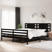 vidaXL Bedframe massief grenenhout zwart 180x200 cm 6FT Super King