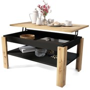 ASTI-P Artisan eiken/zwart - moderne salontafel met hefblad