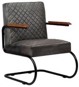 vidaXL Fauteuil echt leer grijs