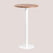 Ronde Hoge Bartafel Van Macchiato Acaciahout Ø60 Cm & Wit - Sklum