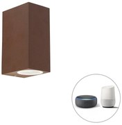 Buitenlamp met dimmer Smart wandlamp met dimmer roestbruin IP44 incl. 2 Wifi GU10 - Baleno Landelijk / Rustiek, Industriele / Industrie / Industrial GU10 IP44 Buitenverlichting