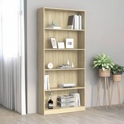 vidaXL Boekenkast met 5 schappen 80x24x175 cm bewerkt hout sonoma eik