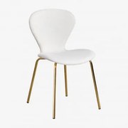 Set Van 4 Stapelbare Eetkamerstoelen In Chenille Uit White & Goud - Sklum