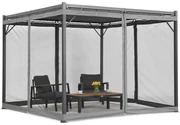 Antraciet Malaga terraspergola 3x4m met muggengaas Garden Point