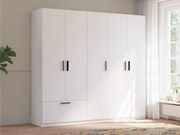 Kledingkast Bristol 204, Wit, 210x225x54cm, 183 kg, Kledingkast deuren: Met scharnieren, Aantal planken: 4, Aantal planken: 4