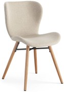 ALTEA Beige (stof Rio 40)/poten natuur eiken – MODERNE STOEL VOOR WOONKAMER/EETKAMER/KEUKEN/KANTOOR