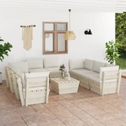 vidaXL 9-delige Loungeset met kussens pallet vurenhout