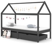 vidaXL Kinderbedframe met lades grenenhout donkergrijs 90x200 cm