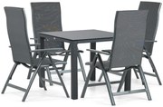 Tuinset 4 personen 90 cm Aluminium/textileen Grijs Hartman Sitges/Mateo