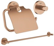 GROHE Essentials accessoireset 3-delig met handdoekhouder, handdoekhaak en toiletrolhouder met klep Brushed warm sunset sw98979/sw99003/sw99019/