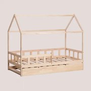Bed Voor 90 Cm Matras Van Hout Kelly Kids Natuurlijk Hout & Bed Met Onderschuifbed & 90 X 190 Cm - Sklum
