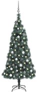 vidaXL Kunstkerstboom met LED's en kerstballen 150 cm PVC en PE groen