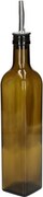 Olie/azijnfles, olijfgroen glas, vierkant, 500 ml