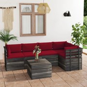 vidaXL 6-delige Loungeset met kussens pallet massief grenenhout