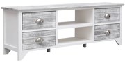 vidaXL Tv-meubel 108x30x40 cm massief paulowniahout wit en grijs