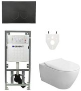 Villeroy & Boch Subway 2.0 DirectFlush CeramicPlus toiletset slimseat zitting met Geberit reservoir en bedieningsplaat met ronde knoppen mat zwart 0701131/SW706188/ga26033/ga91964/