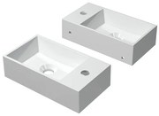 INK Contra Fontein - 40x22x10cm - wasbak links - 1 kraangat - polystone wit glans 3403040