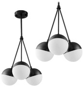 Hanglamp Zwart Glas Milky Ball APP687-3CP