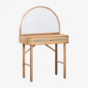 Toilettafel Met Spiegel In Eikenfineer Edwina Natuurlijk Hout - Sklum