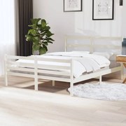 vidaXL Bedframe massief grenenhout wit 135x190 cm 4FT6 Double