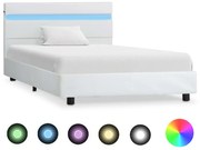 vidaXL Bedframe met LED kunstleer wit 90x200 cm