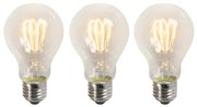 Set van 3 E27 LED gedraaide filament lampen A60 helder 3W 210 lm 2200K