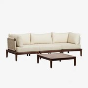 Tuinset Met Modulaire 3-delige Bank Met 2 Hoekfauteuils En Salontafel In Acacia Giulia Donker Acaciabruin - Sklum