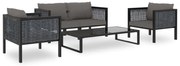 vidaXL 5-delige Loungeset met kussens poly rattan antraciet